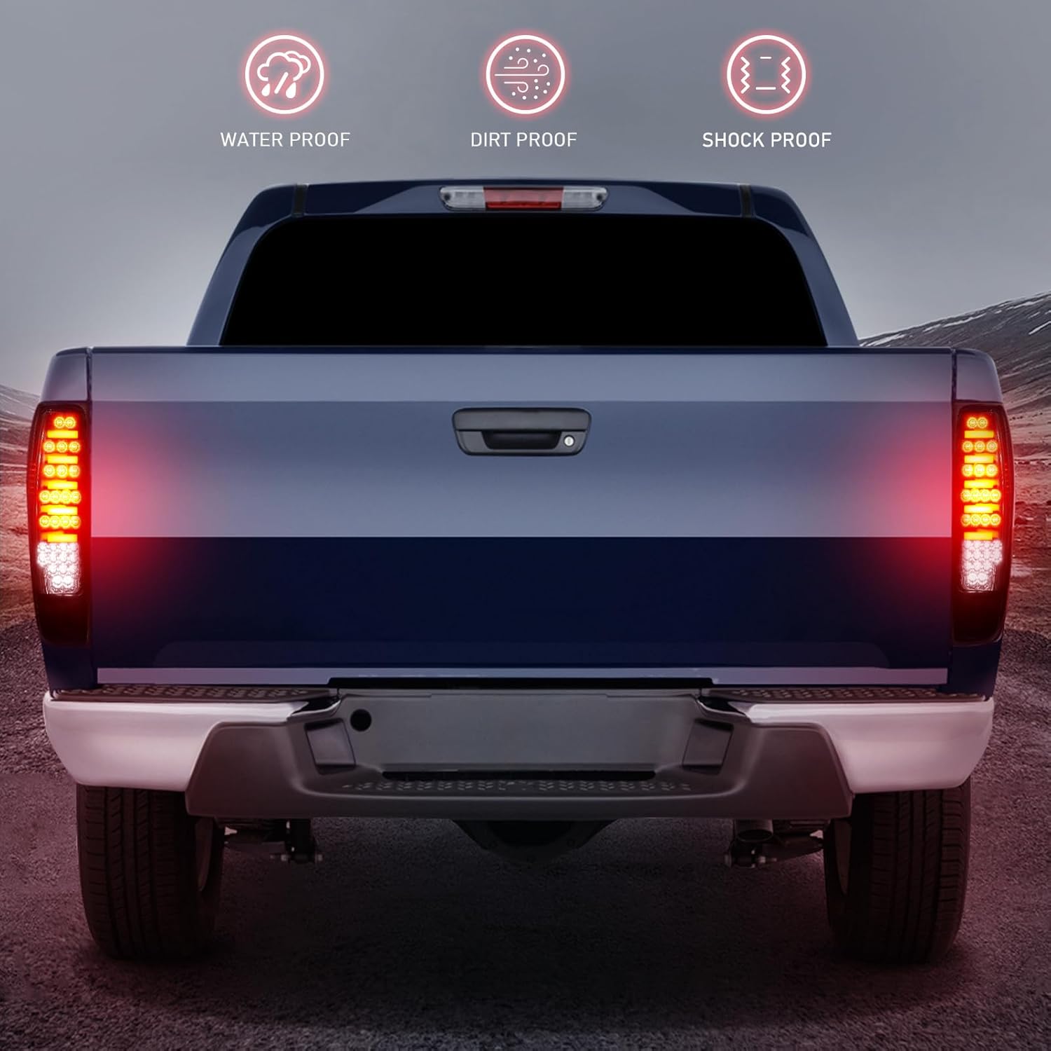 LED Tail Light Assembly Fit for 2004-2012 Chevy Colorado/GMC Canyon, Rear Brake Lamp Taillight, Chrome Housing Clear Lens