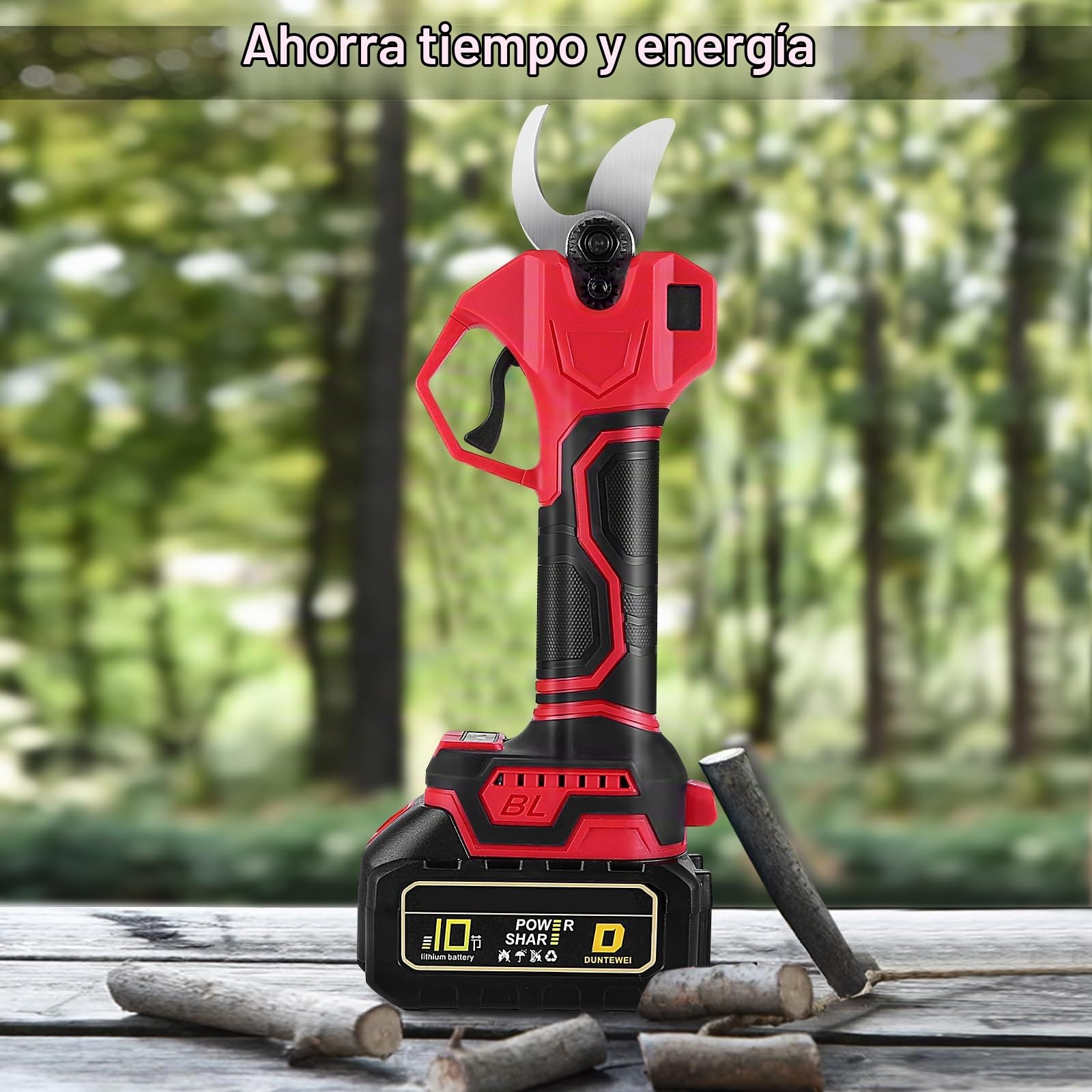 Tijeras de Podar Eléctricas, Tijeras de Podar con Baterías 2x3000mAh, Tijeras de Poda de 40 mm con Display, Tijeras de Podar con Motor Brushless para Jardinería