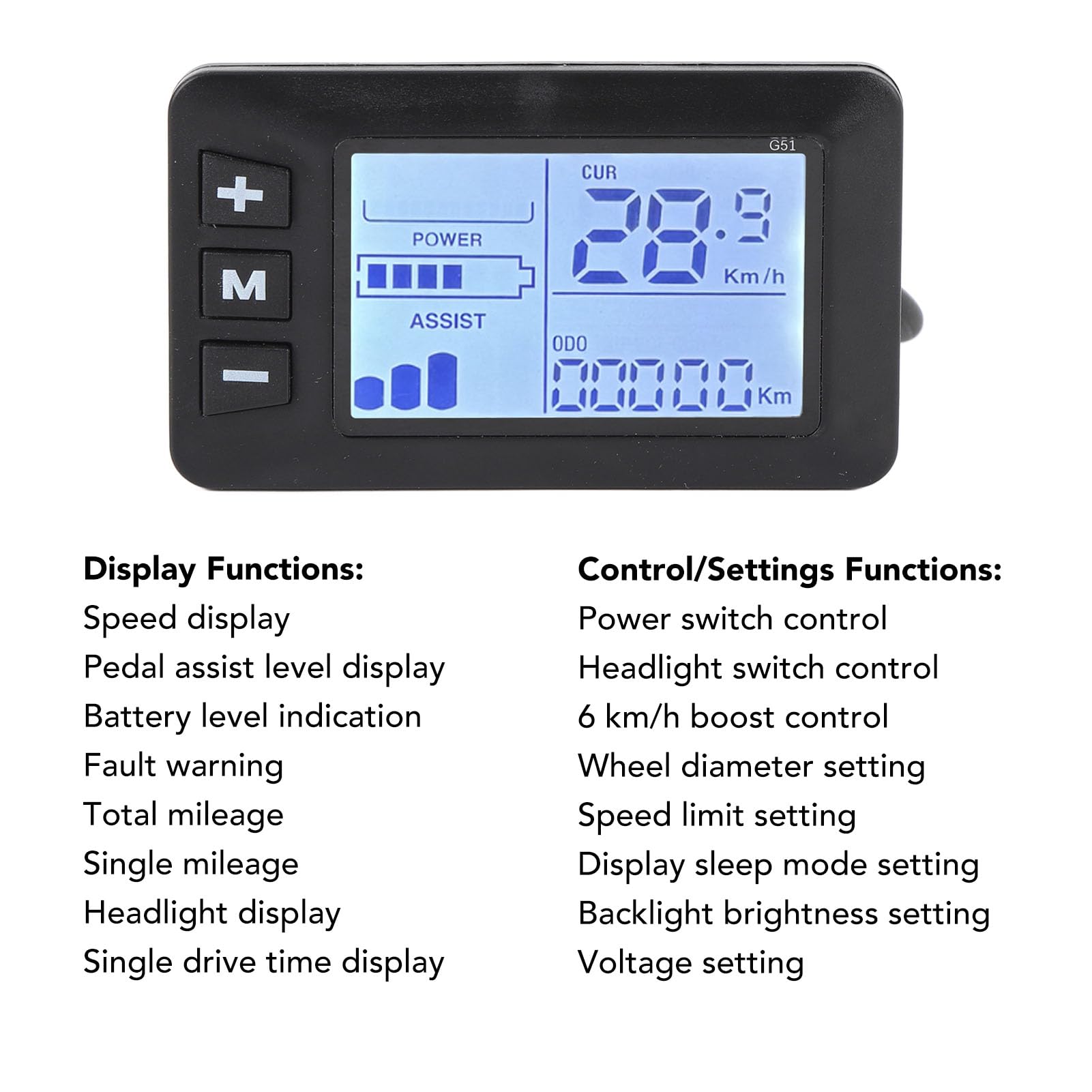 Pannello Display LCD per Bici Elettrica con Connettore 5 Pin, Tachimetro Digitale Scooter Elettrici Compatibile Biciclette e Scooter Accessori