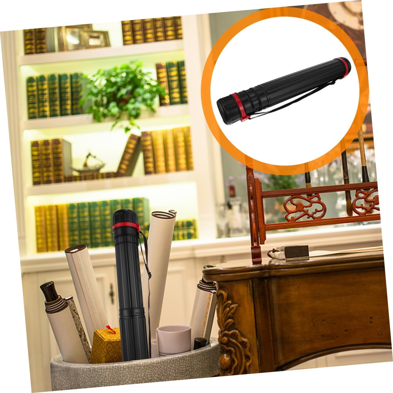 Expandable Painting Tube Shoulder Strap Telescoping Blueprint Holder for Documents
