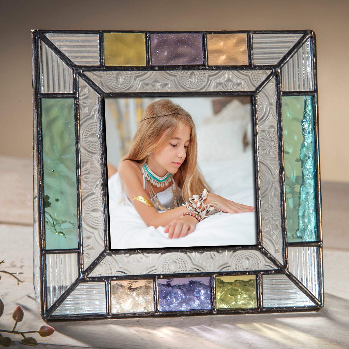 Amazon.com - J Devlin Vintage Glass Picture Frame, 3x3, Multicolor
