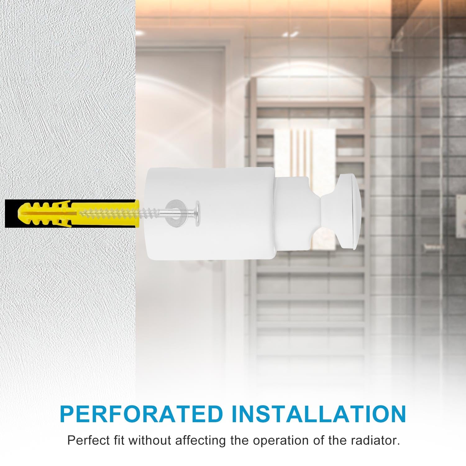 Kit De 3 Supports Réglables Pour Radiateur Sèche-serviettes - Compatible Tuyaux Droits Et Courbés - Blanc ABS