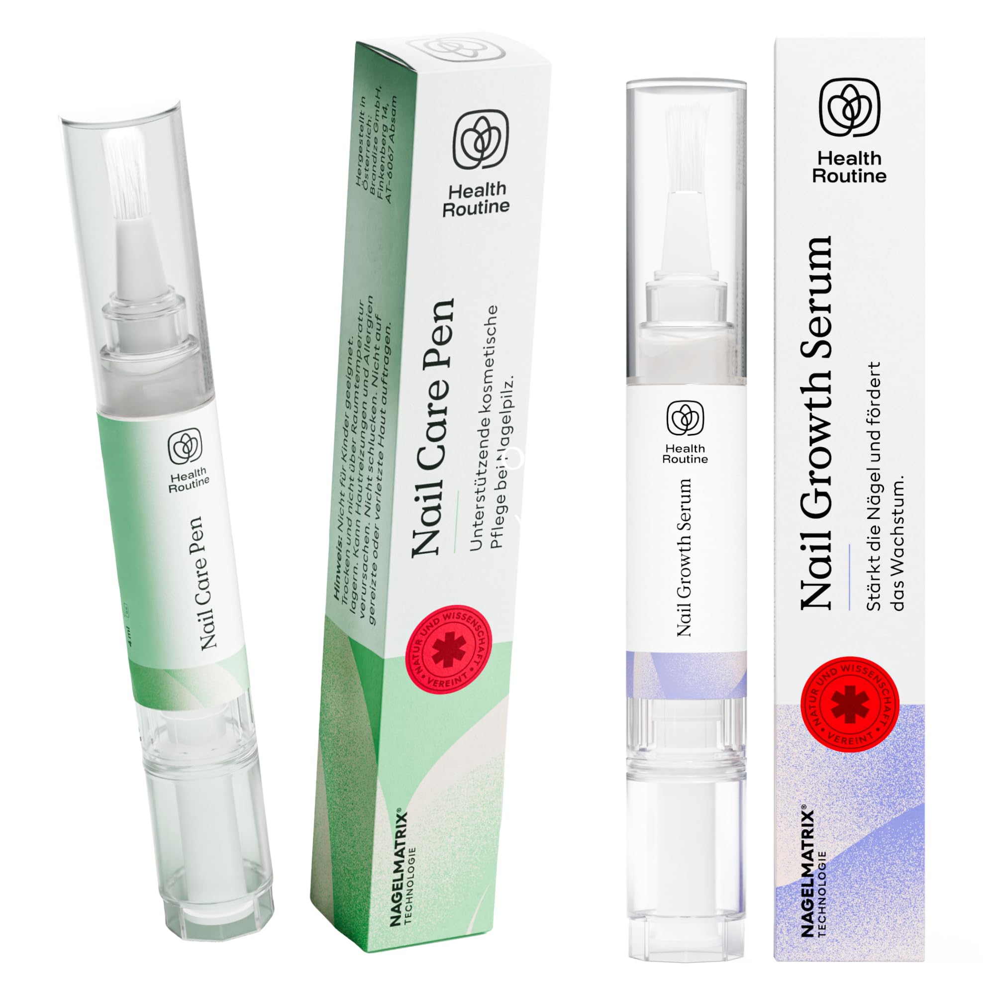 Health Routine Kit Rigenerante e Rinforzante: Penna Cura Unghie (Olio Tea Tree) + Siero Crescita con Biotina e Olio di Jojoba – Trattamento Completo per Unghie Danneggiate, Fragili e Rovina da Funghi