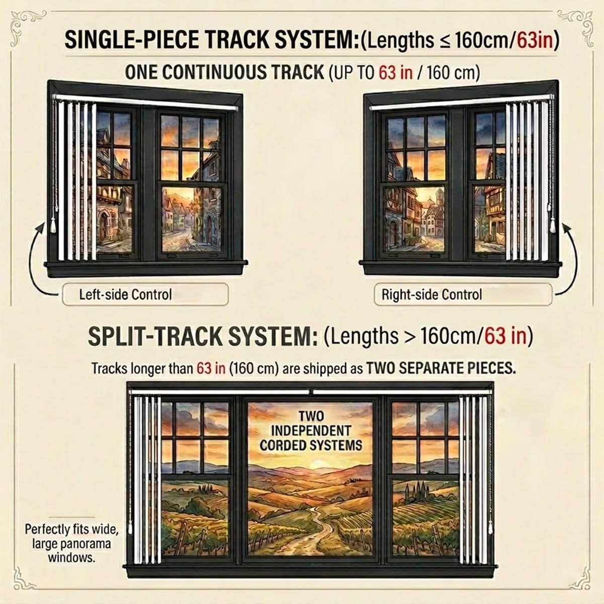 Genérico Estores Verticales Translúcida Cortina Lamas Verticales Control de Luz Cortina Vertical Protección Solar, Persiana Veneciana Opaco para Ventanas Grandes Oficina(170cmW x 340cmH)