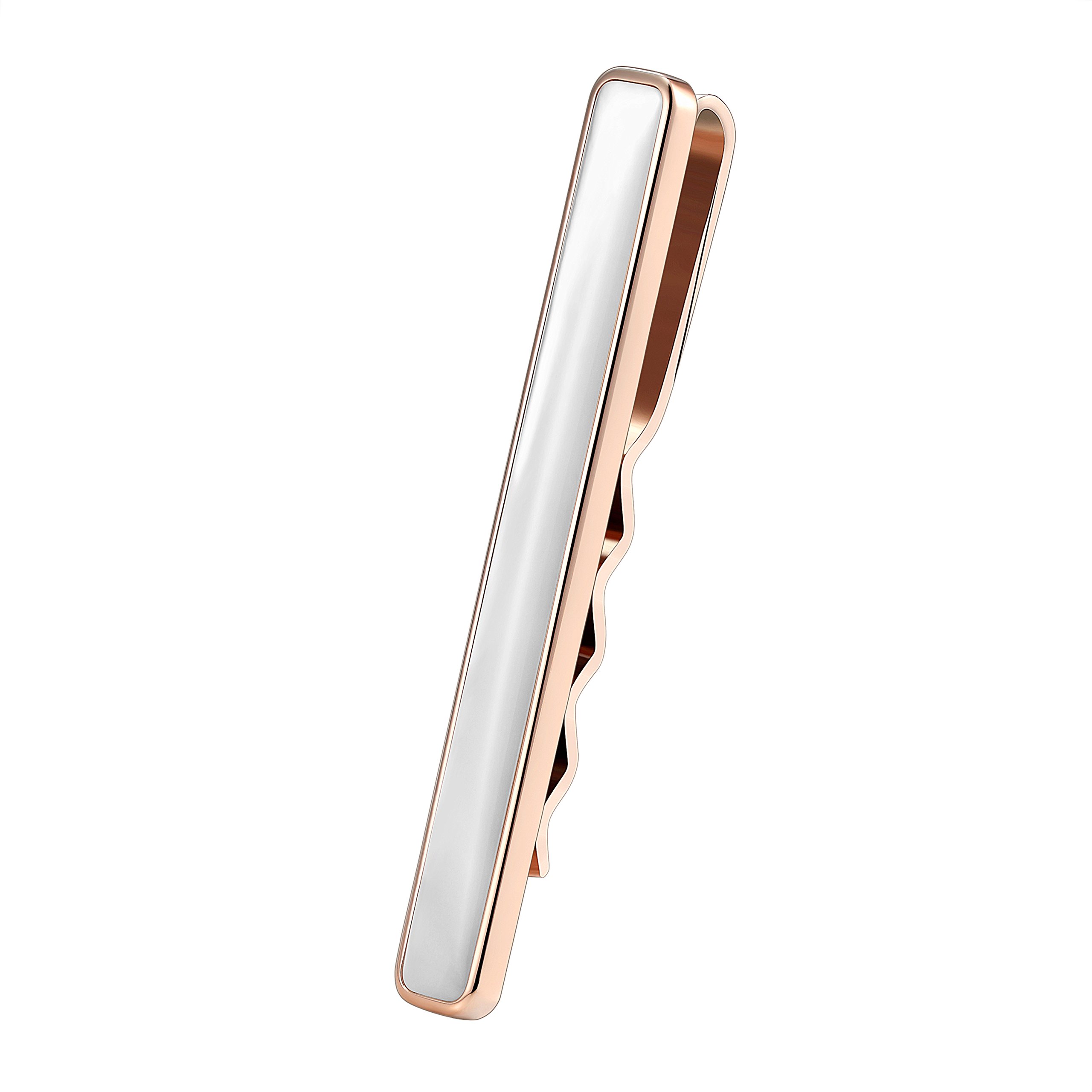 Karisma Hochwertige Herren Edelstahl 316L Krawattennadel Perlmutt Weiss/Krawattenklammer/Tie Clip Farbwahl KTC203