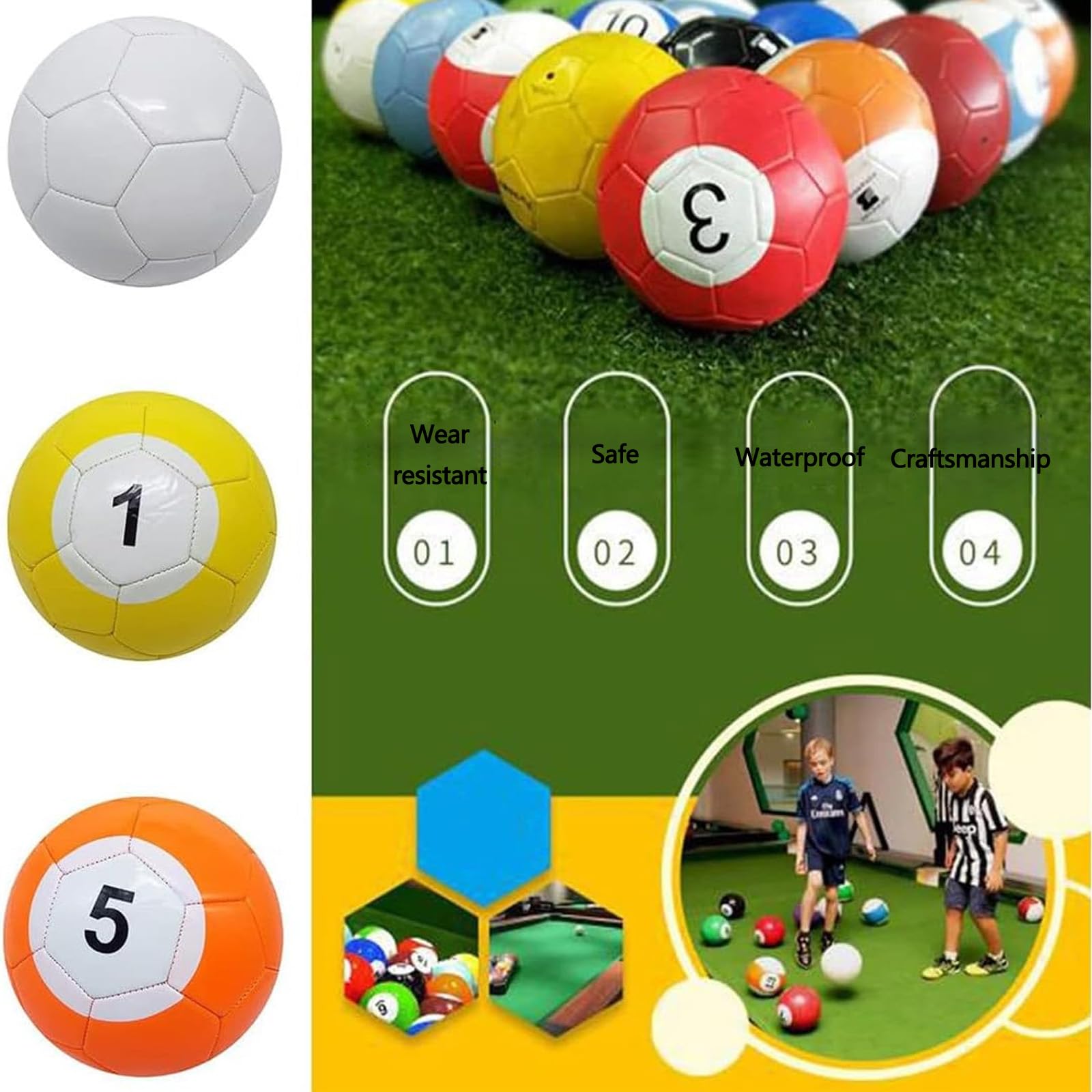 Juego De 16 Bolas De Billar De Fútbol, ​​Bolas De Billar De Cuero De PU For Juegos De Billar Inflables, Bolas De Billar For Jardín, Patio Trasero, Césped Y Juegos De Fiesta