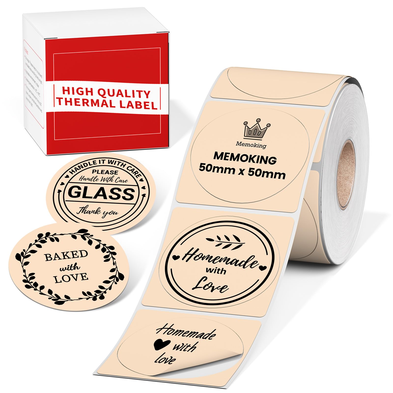 M110 Thermal Labels Round - M100 Print Master Labels Refill 1.96"(50mm) Compatible with Phomemo M100, M110, M220, M221, M120, M150, M250, M260 Label Makers for Thanks, Logo, Tag, 140pcs, Khaki