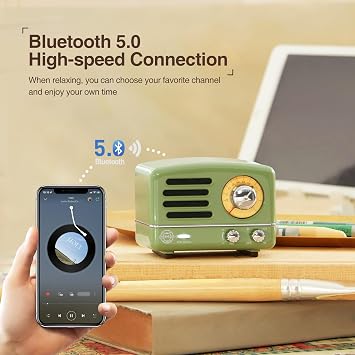 MUZEN OTR Metal Retro Bluetooth Speaker, Small Vintage Radio with FM/AUX