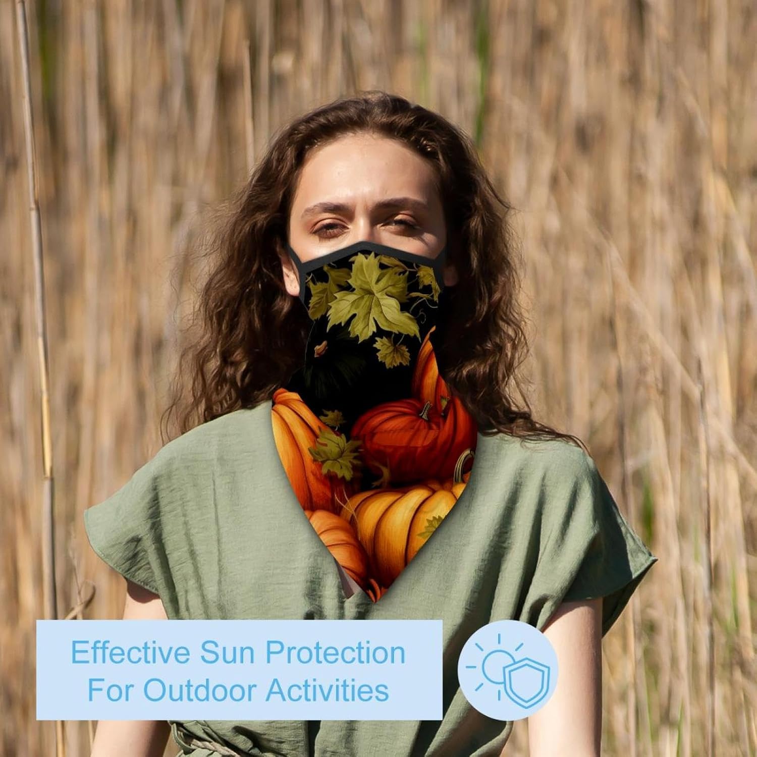 4 Pieces Thanksgiving Pumpkin Neck Gaiter Bandana Face Mask, Sun Cooling Scarf Gator Cover Head for Men Women