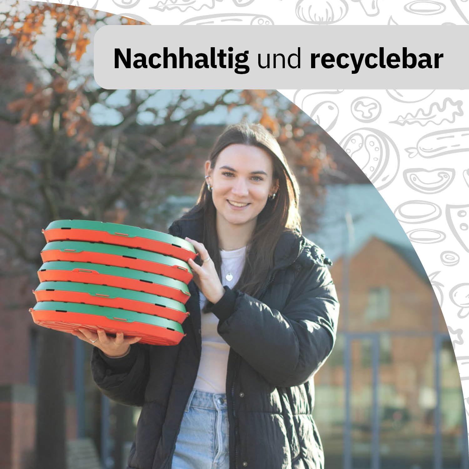 Mehrwegverpackung/Transportbox für Pizza und andere Lebensmittel | Mehrwegpizzabox to Go | Nachhaltiger Pizzakarton oder Essenstransportbehälter/- Aufbewahrungsbox (5)