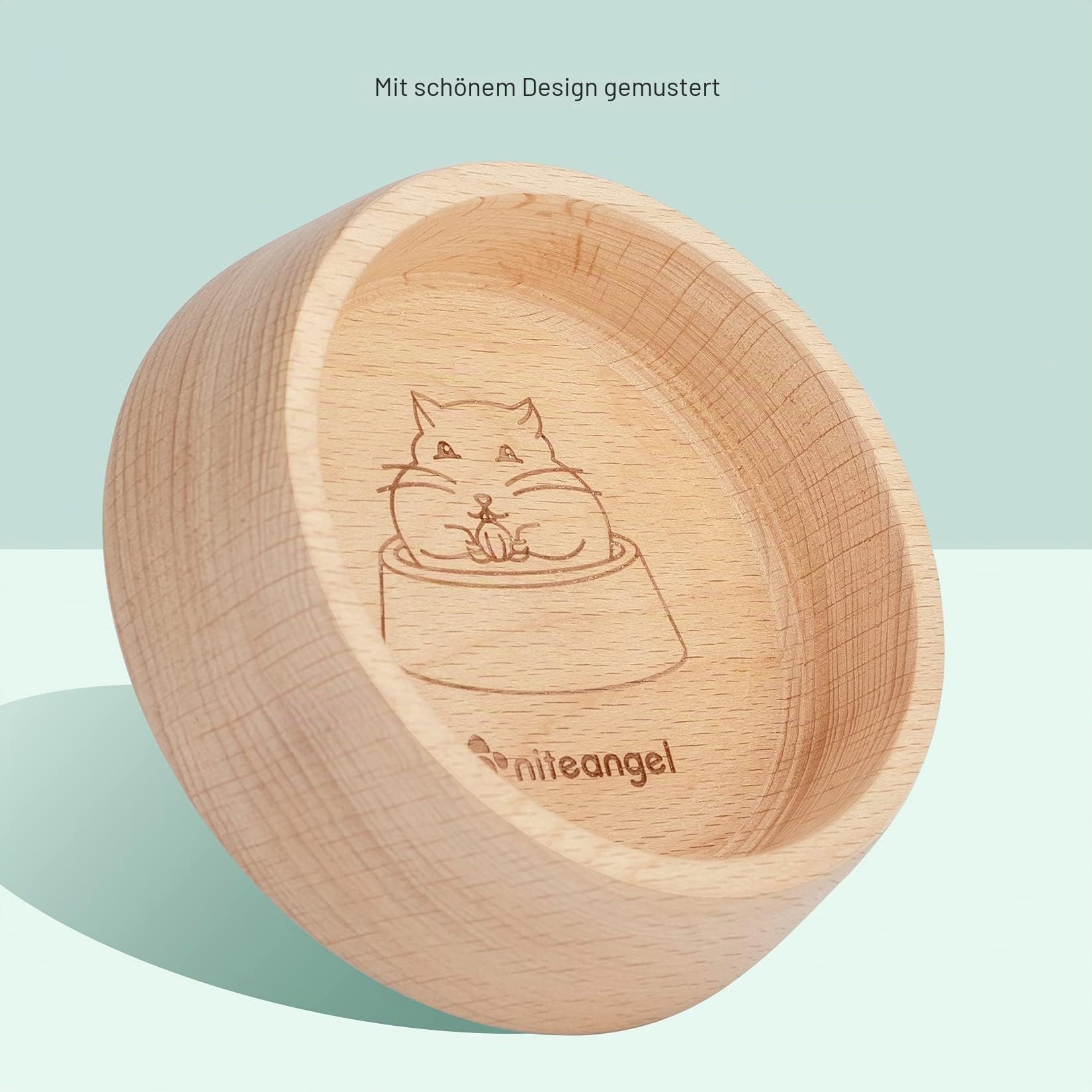 Niteangel Hamster-Futternapf aus Holz – Kleintier-Futterschale für syrische Zwerghamster, Rennmäuse, Mäuse, Degus oder andere ähnlich große kleine Haustiere (Hammy-Muster, für Syrer)