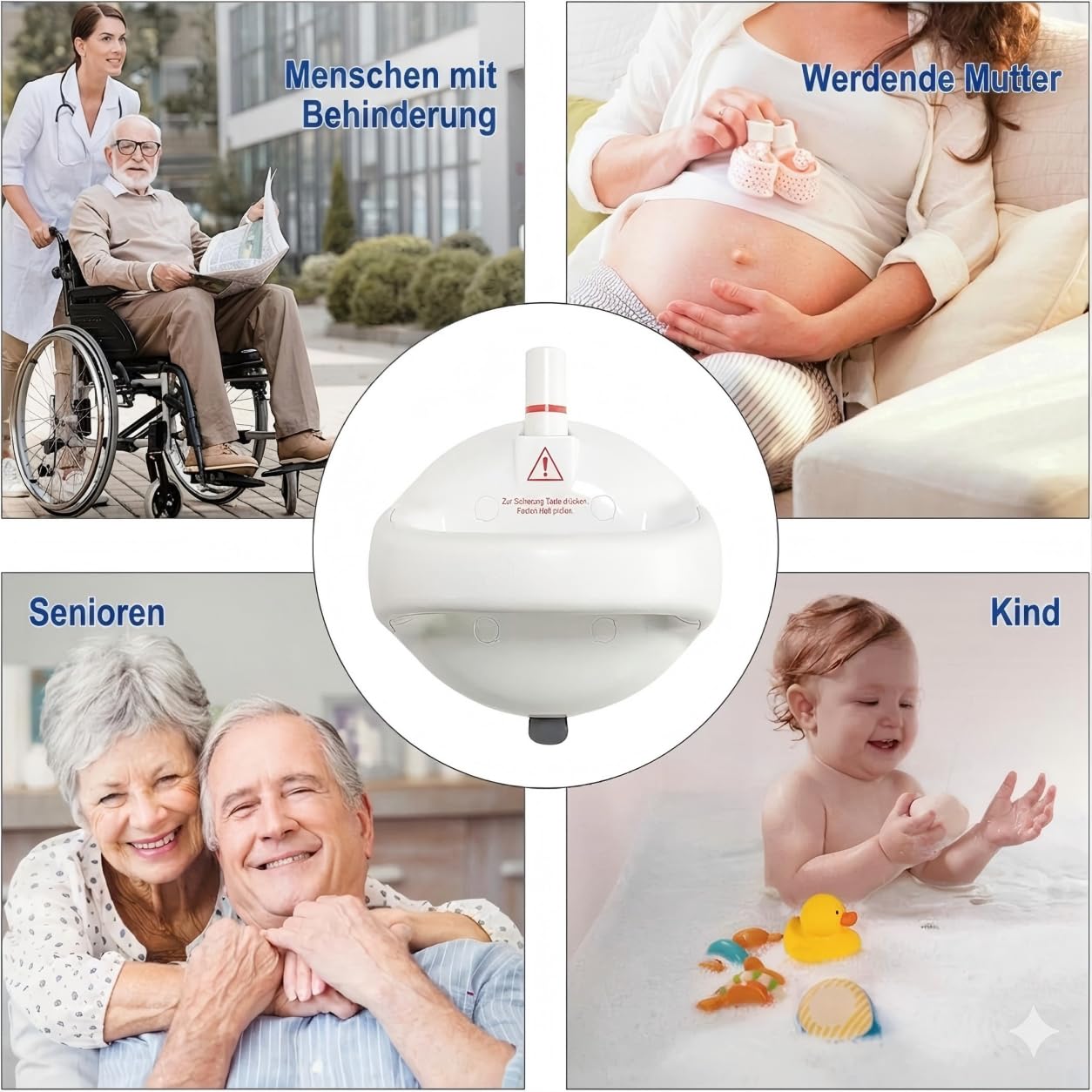 Verbesserter Dusch-Haltegriff, Haltegriffe für Badewannen und Duschen, 190 kg, extra starker Saugnapf-Duschgriff, Sicherheits-Stabilität, Handicap-Haltegriffe, Duschgriffe für ältere (HB-2P)