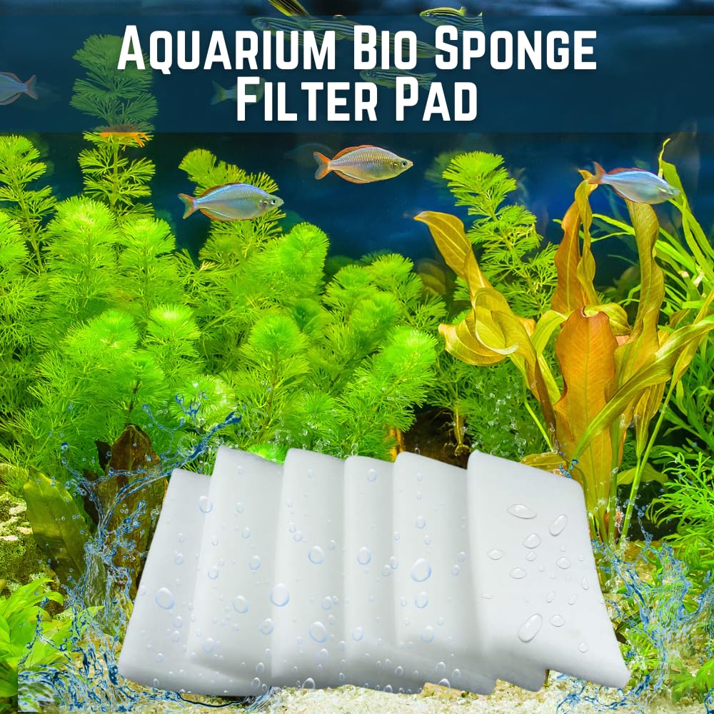 TED TABBIES Wool Aquarium Bio Sponge Filter Pad for Filteration Contains Biochemical Cotton Sponge Media for Fish Tank and Ponds - 6 pcs Sold by Ted Tabbies