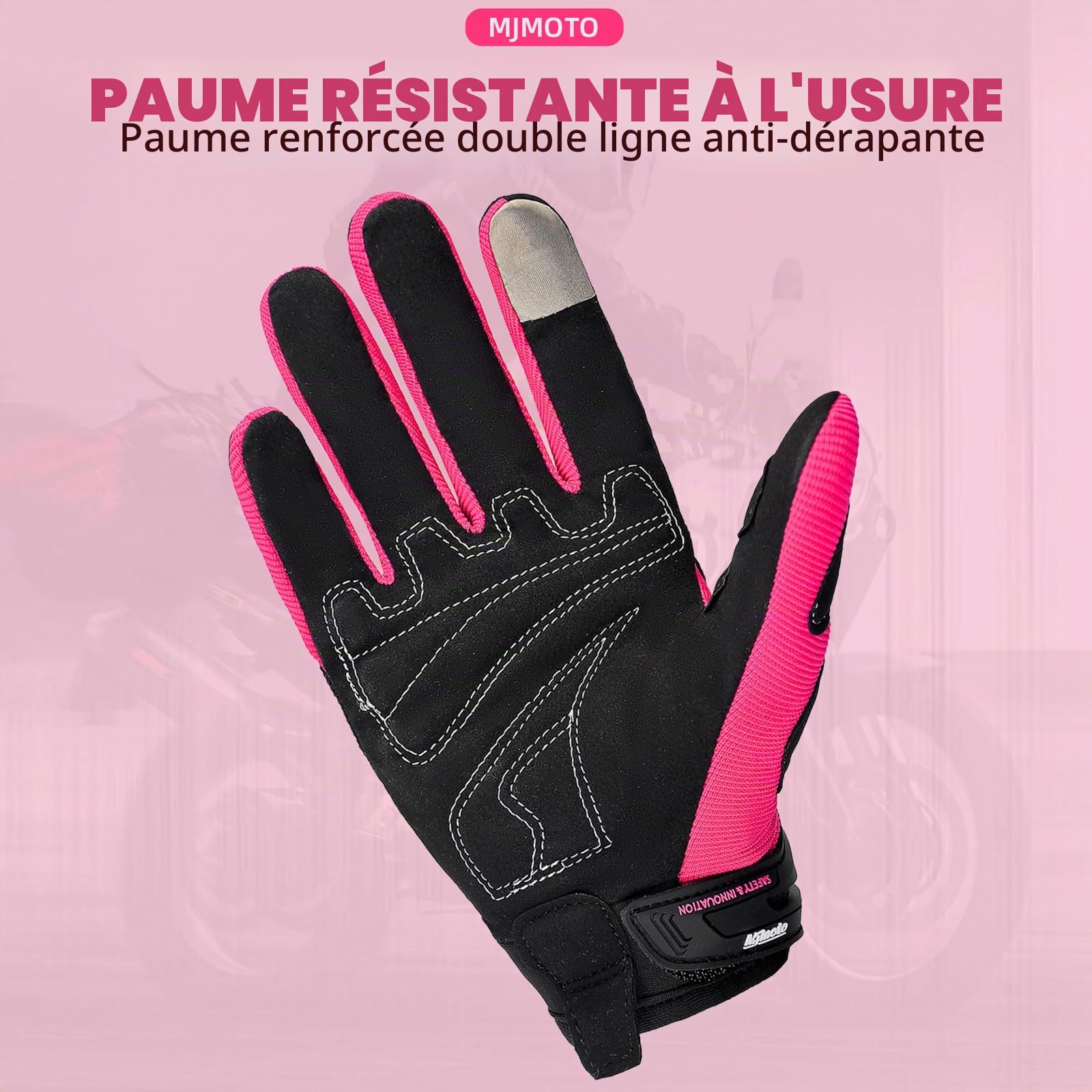 Gants de Moto en Maille Respirante, Écran Tactile, Protection Antidérapante, pour Femmes, Motocross, BMX, VTT, Course sur Route