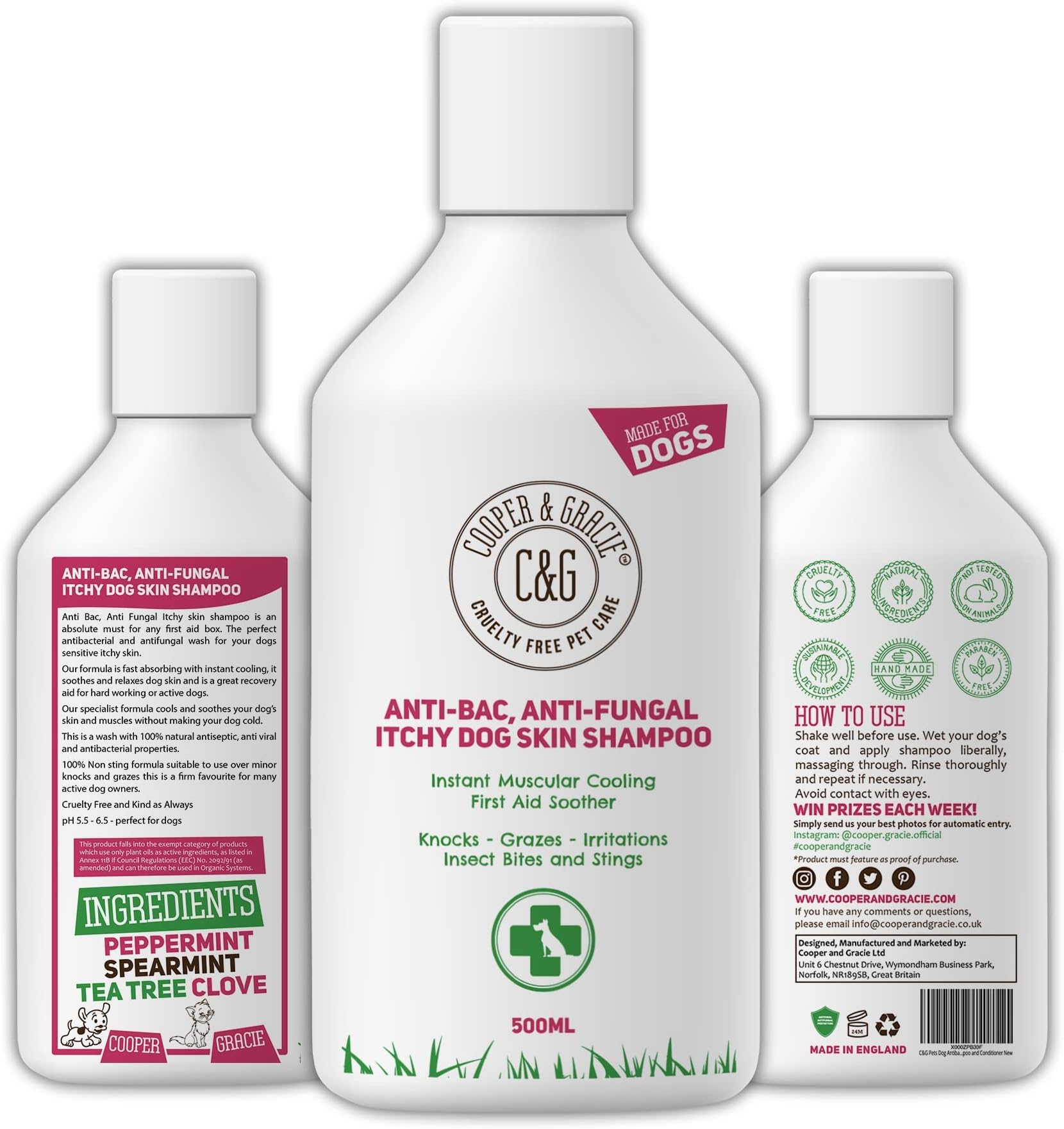 Dog Shampoo For Itchy skin Antibacterial And Antifungal | Natural Medicated Low Lather Safe Formula | Fast Absorbing and Skin Cooling First Aid | Great For Grazes Skin Irritation