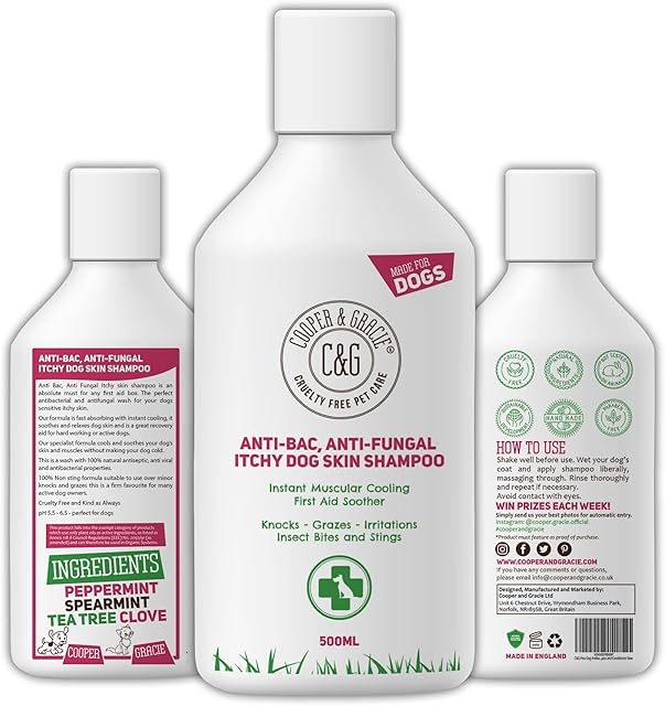C&G Pets | Dog Shampoo For Itchy Skin Antibacterial And Antifungal | 100% Natural Medicated Low Lather Safe Formula | Fast Absorbing and Skin Cooling First Aid | Great For Grazes Skin Irritation