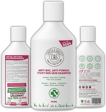 Dog Shampoo for Itchy Skin Relief 500ml - Antibacterial and Antifungal Medicated Shampoo for Sensitive, Dry and Smelly Dogs - Hypoallergenic Low Lather Itchy Dog Shampoo by Cooper & Gracie