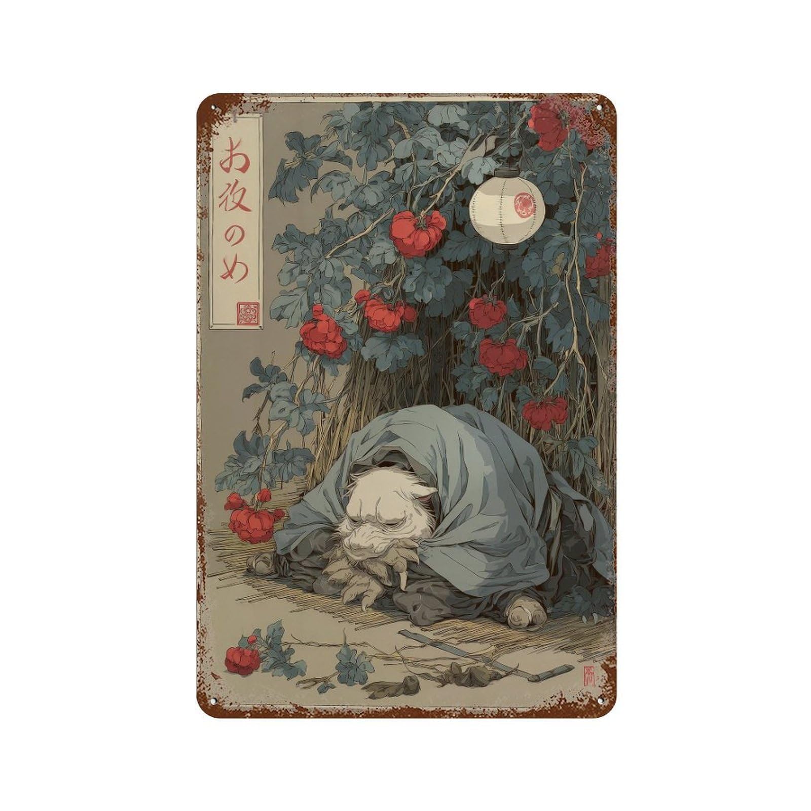 xiaoxiaoshen Kitsune Fox. Traditional Ukiyo Wall Decor Art Metal Tin Poster Modern Home Decor Art Home Bar Shop Decorations Vintage Sign 30x20cm