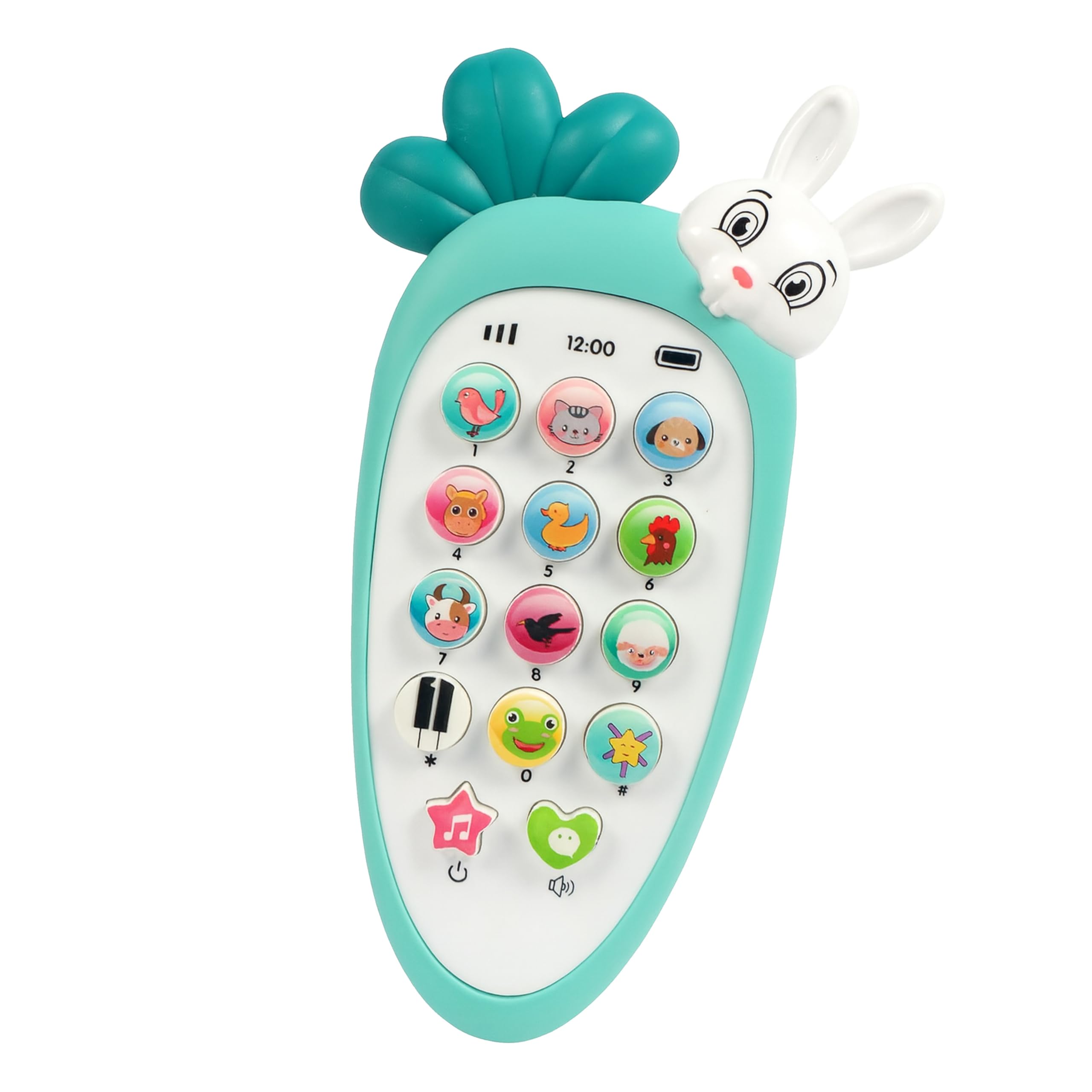 Toyshine Cell Phone Baby Toy for Toddlers and Young Children with 14 Unique Buttons and Functions Musical Melodies Animal Sounds and Number Learning Intelligent Phone Toy for Kids 4+ Green
