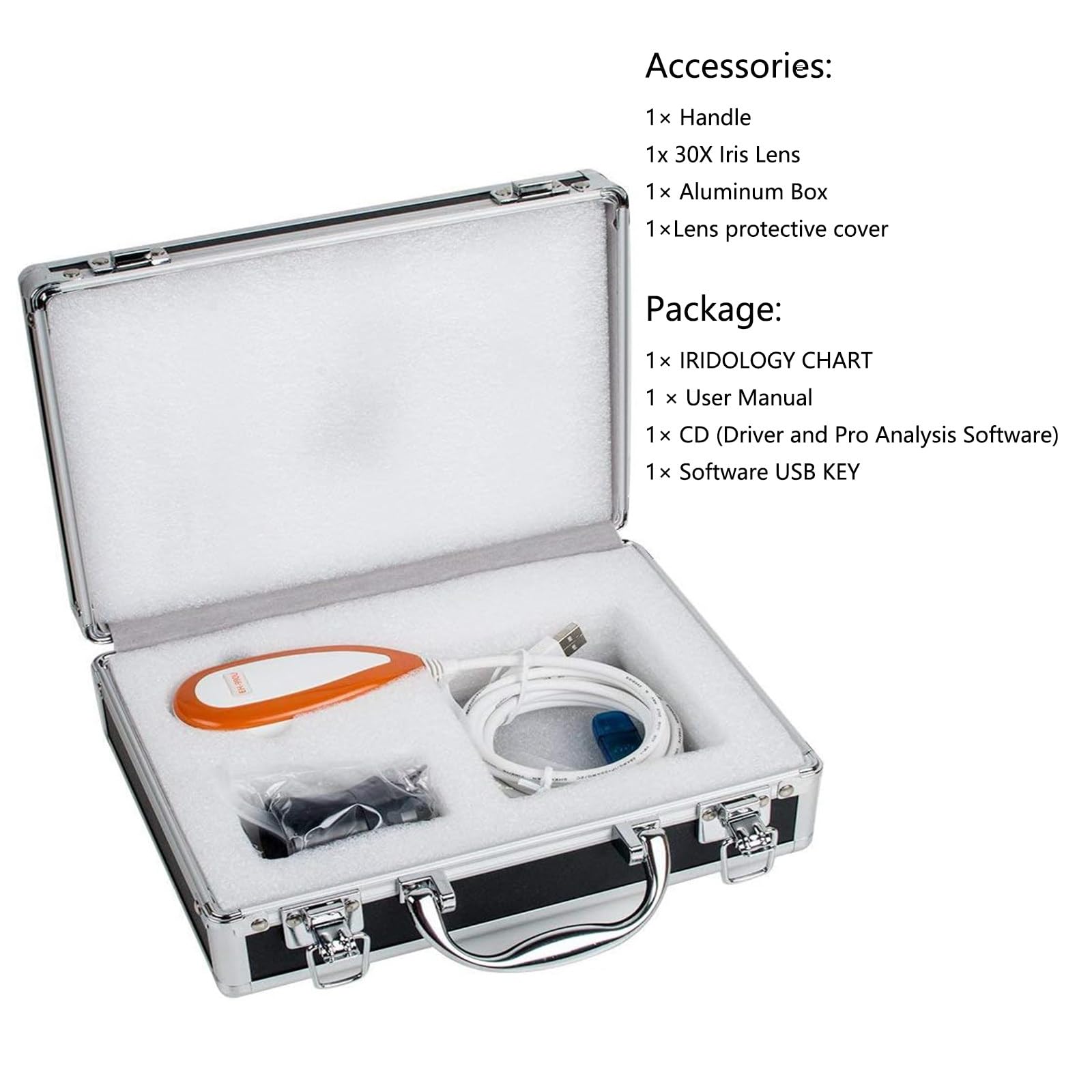 Analizador de Iris portátil Detector de Iris Cámara de iridología Computadora 2560 * 1920 Interfaz USB2.0 Cámara Ocular de diagnóstico de iriscopio con Software Pro Iris
