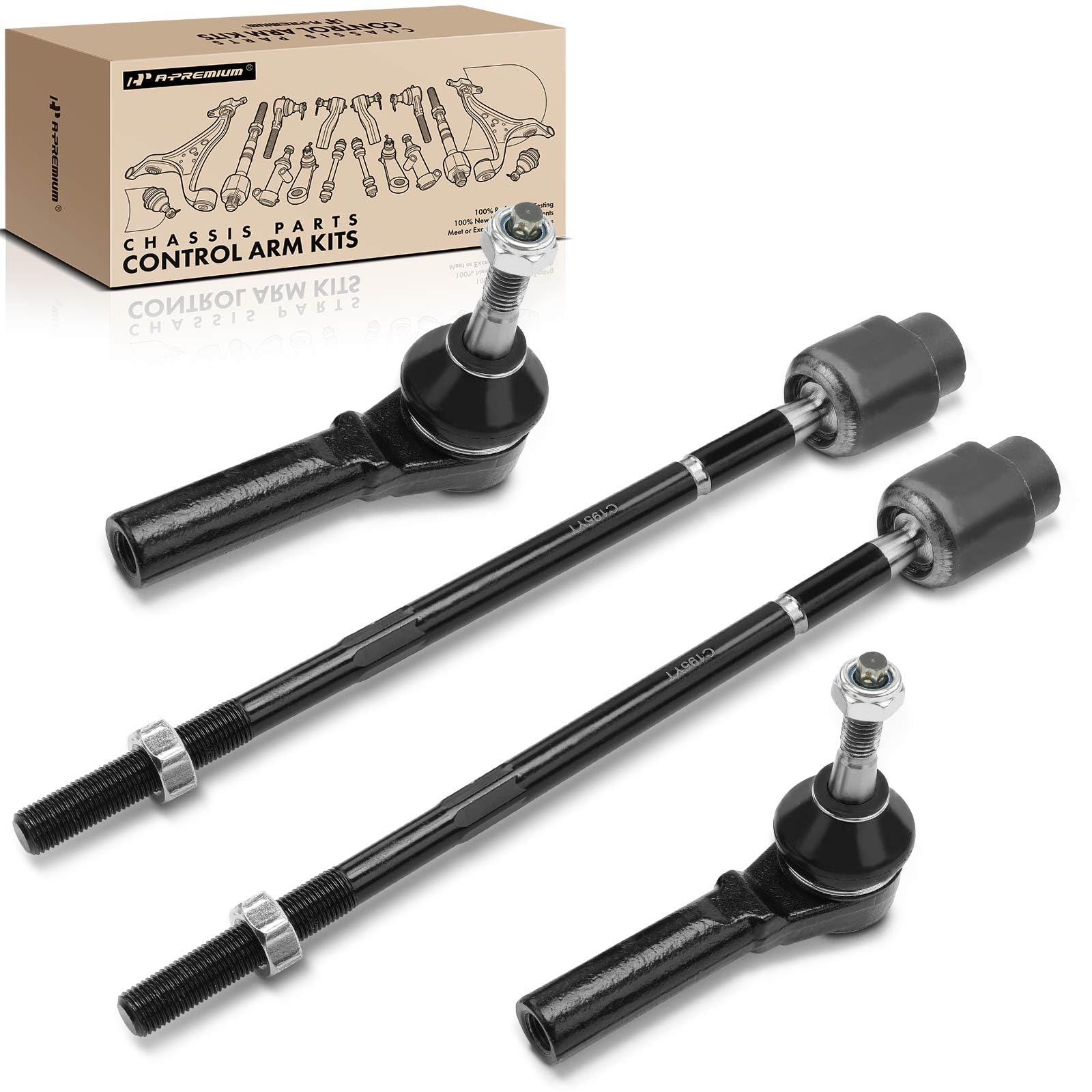 A-Premium Set of 4, Front Inner & Outer Tie Rod End Kit, Compatible with Chevrolet Impala, Impala Limited, Monte Carlo, Buick LaCrosse, Regal, Century