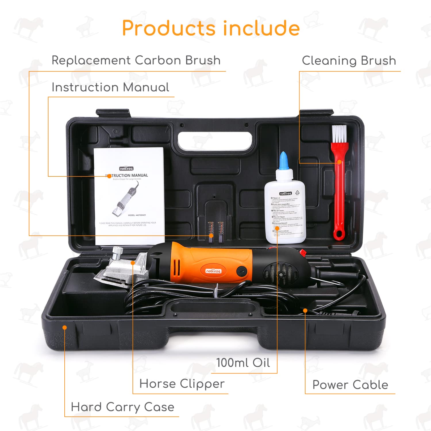 Nobleza 550W de Pelo Caballos máquina para esquiladora Caballo Cortar ovejas eléctrica cortadora Maquina Profesional Kit de Belleza de Ajuste de Seis velocidades