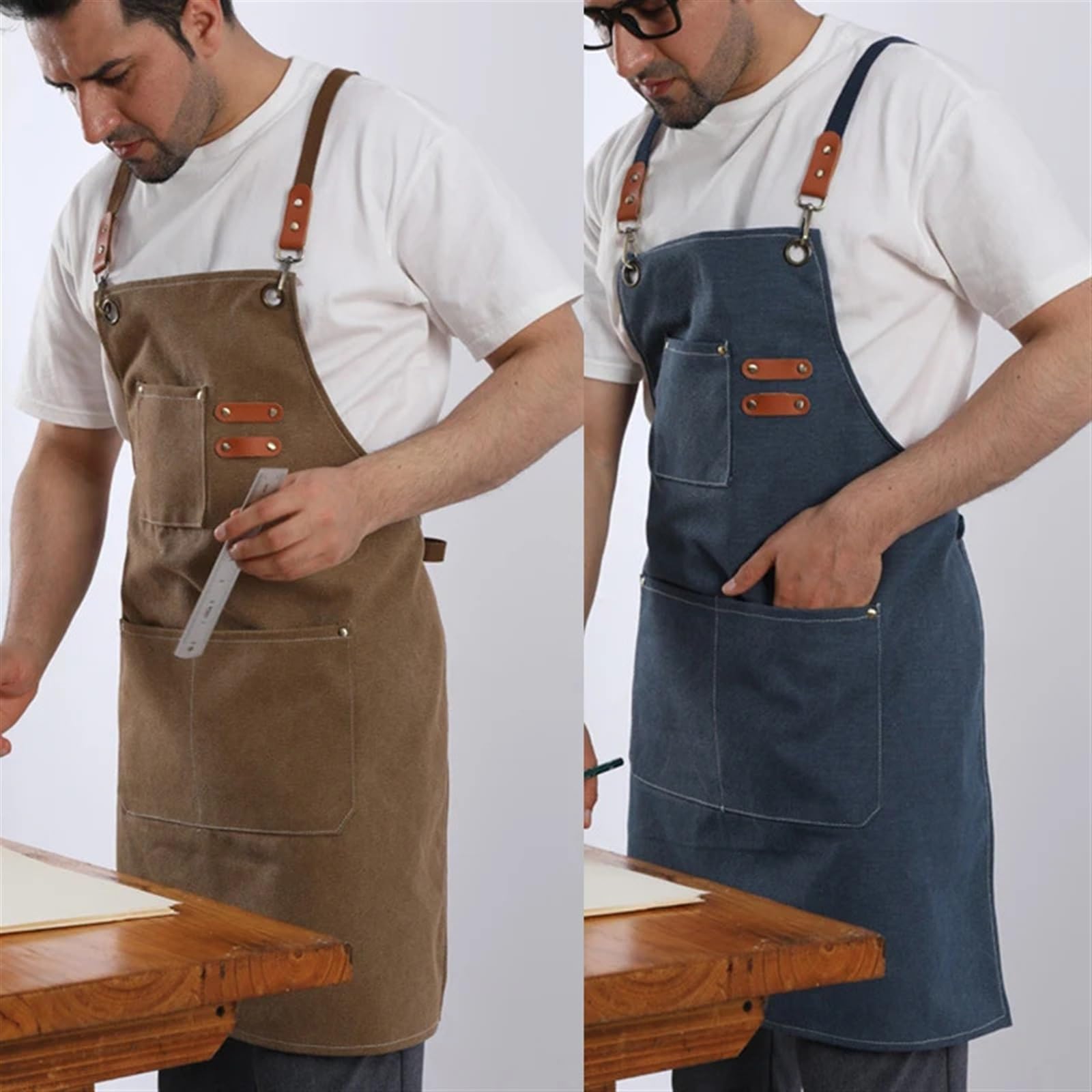 Delantal de herramientas lona | Babero Ajustable de Lona Multicolor for Camarero y Taller