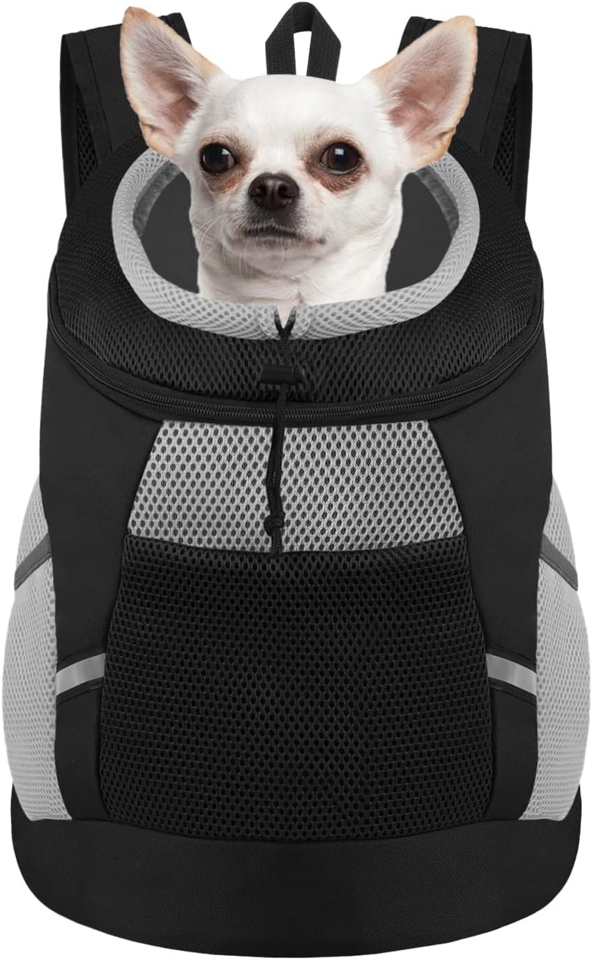 Dog Carrier Backpack Pet Puppy Carrier Front Pack Breathable Head Out Design with Reflective Safe Dog Backpack Carrier for Small Medium Dogs Cats Rabbits Medium Black