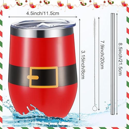 Miniatura 3 de Gejoy Vaso de Navidad, vaso de acero inoxidable de 12 onzas con tapa, taza de vino de viaje, botella de té, taza de café de doble capa al vacío de