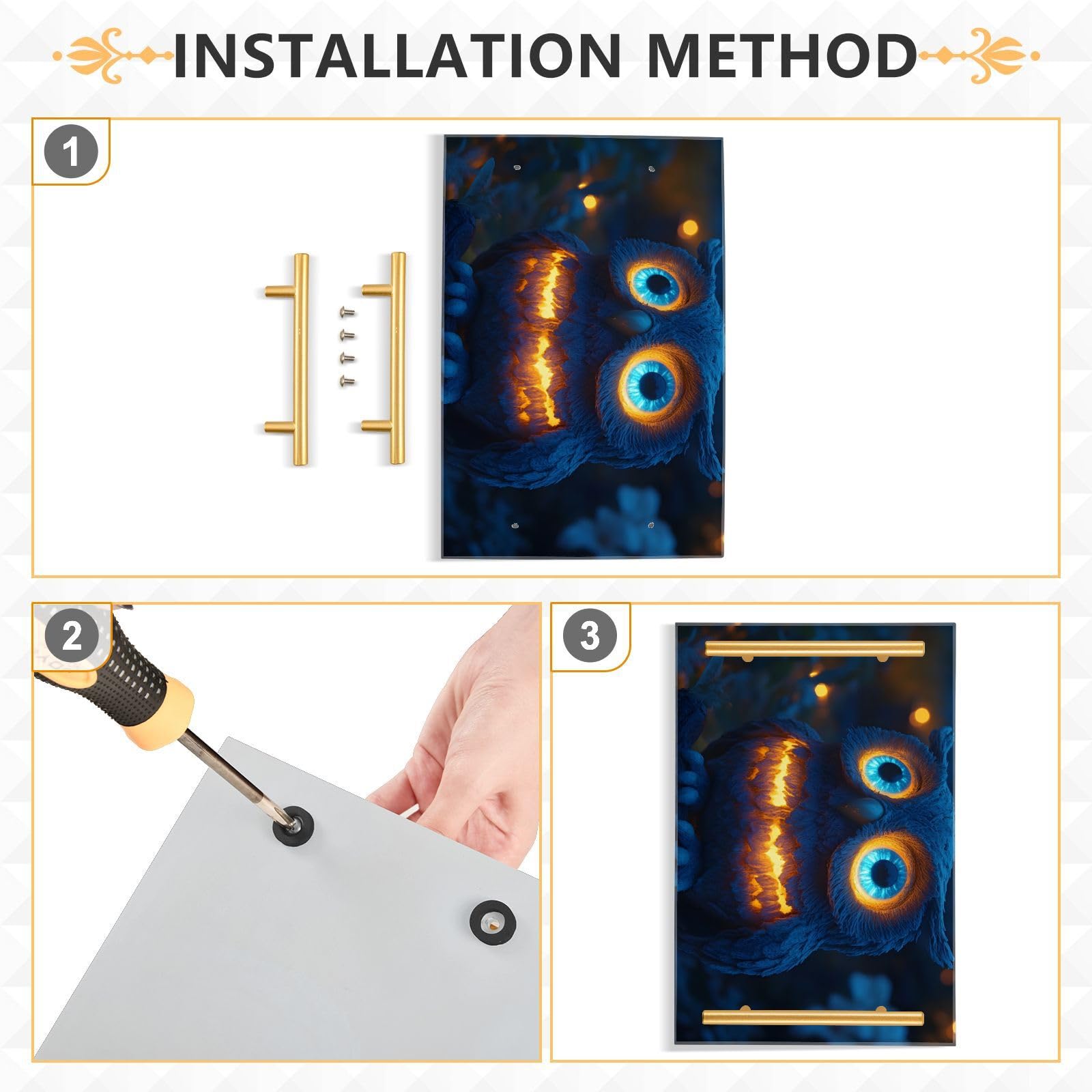 NFMILI Cute Owl Vanity Tray Rectangle Acrylic Bathroom Tray Serving Trays for Centerpieces Modern Home Decor for Kitchen Bathroom Bedroom Living Room 7.9 × 11.8 in