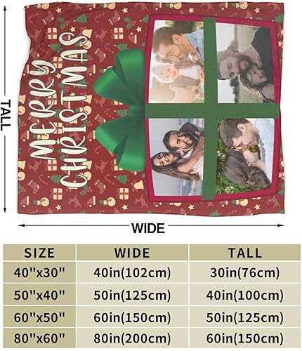 Miniatura 8 de BYFDIY Manta personalizada con 4 fotos, manta de franela de Navidad personalizada para bebés, niños, madre, abuela, familia y mascotas, 16 colores,