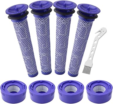 Lemige 4 Pre-Filters and 4 Post-Filters Replacement Compatible with Dyson V7, V8 Animal and Absolute Vacuum, Compare to Part 965661-01 and 967478-01