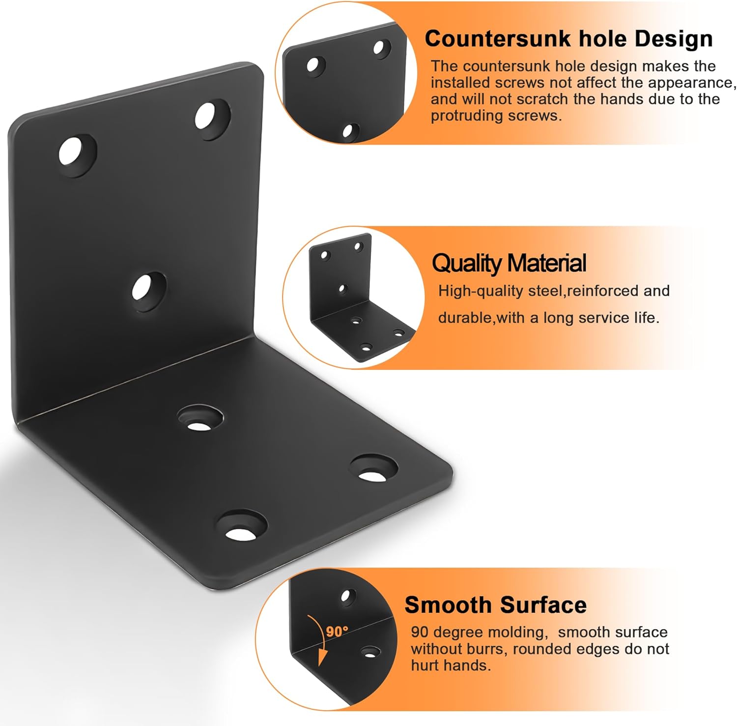 40PCS Black L Brackets Corner Bracket 2"x2"x2", Heavy Duty Corner Brace for Wood, Right Angle Brackets, 50MM 2Inch Wide 90 Degree Bracket for Wooden Frame Furniture Shelves Chairs