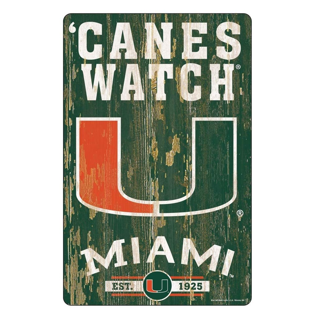 Wincraft NCAA Miami Hurricanes 11x17 Wood Sign, Team Color, One Size