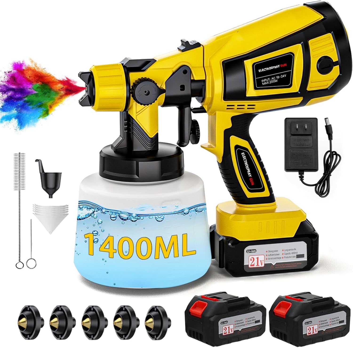 Cordless Paint Sprayer with Battery 2 of 4000mAh