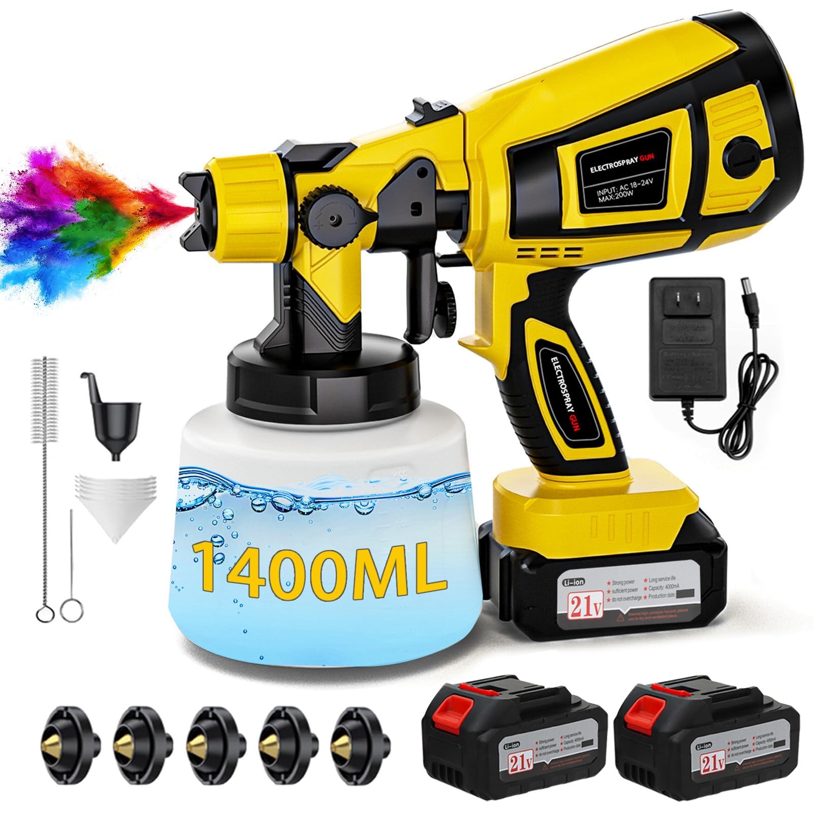 Photo 1 of ***MISSING PIECES -SELLING AS PARTS ONLY*** Cordless Paint Sprayer 3 Adjustable Spray Modes, Spray Paint Gun with 1400ML Container, Handheld Paint Sprayer for House Painting Furniture Cabinets Fence Wall