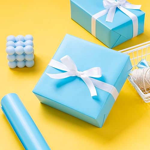 Miniatura 299 de RUSPEPA Papel de regalo negro de color sólido para bodas, cumpleaños, fiestas, felicitaciones y vacaciones, 30 pulgadas x 32.8 pies Negro -,Azul