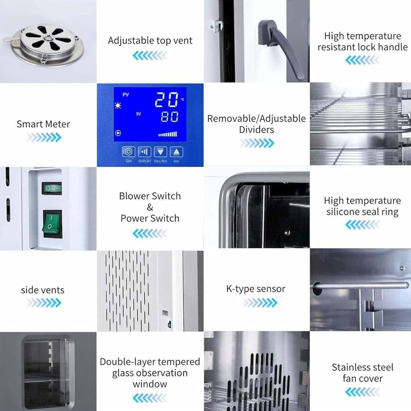 Horno De Secado Al Vacío,Horno Secado Por Convección Aire Forzado Digital,Horno Incubador Termostático Laboratorio 50~300℃,Para Granos,Investigación Científica,15.6L