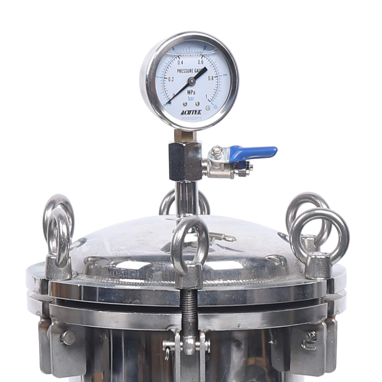 4 Bag Filter Housing, 150PSI 10T/H Flow 1.0MPA Pressure 167MM Diameter 304 Stainless Steel High Pressure Filtration System Filter Device for Liquid Filtration, Purification, Separation, Recovery