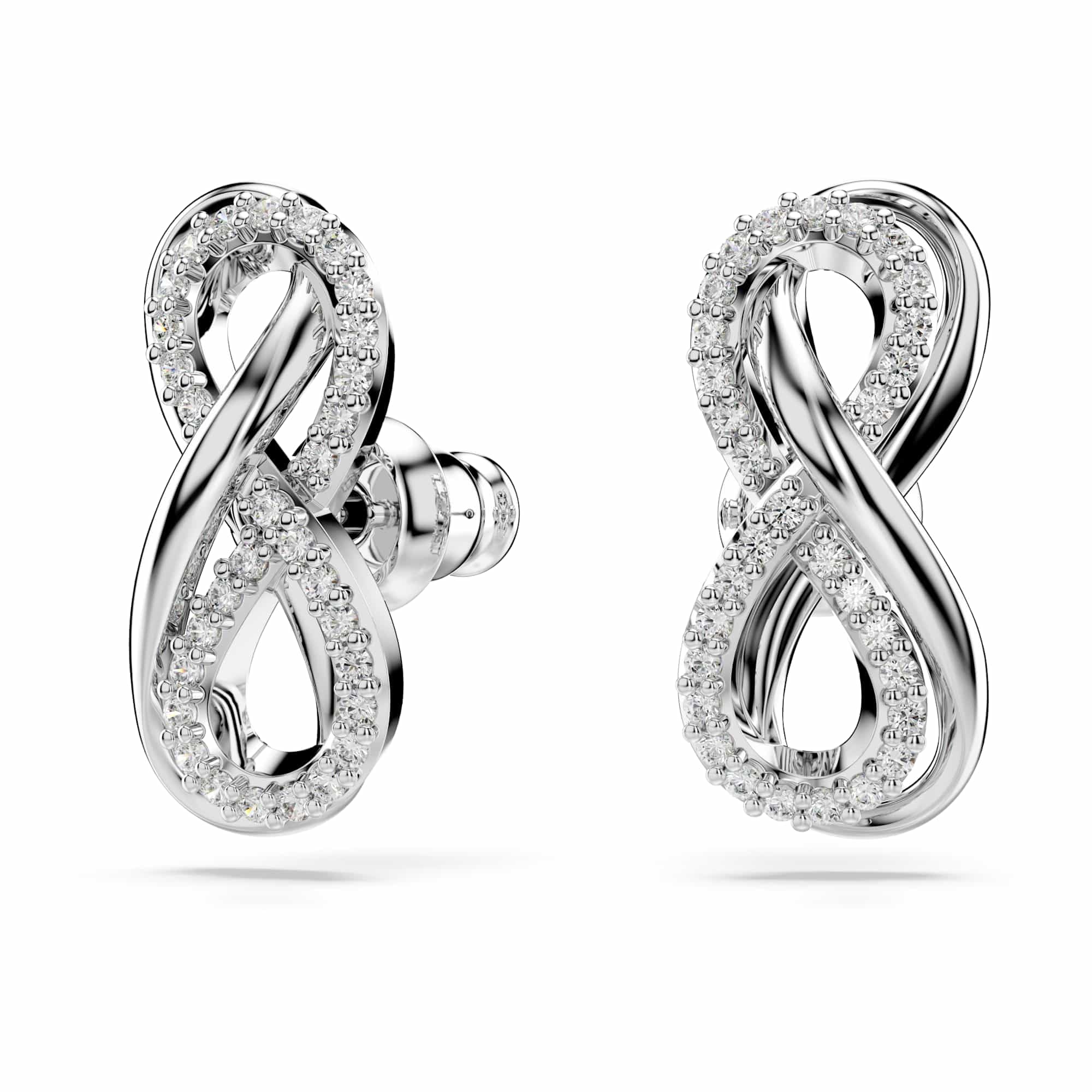 Swarovski Kolczyki zapinane na sztyft Hyperbola, Nieskończoność, Białe, Powłoka z rodu