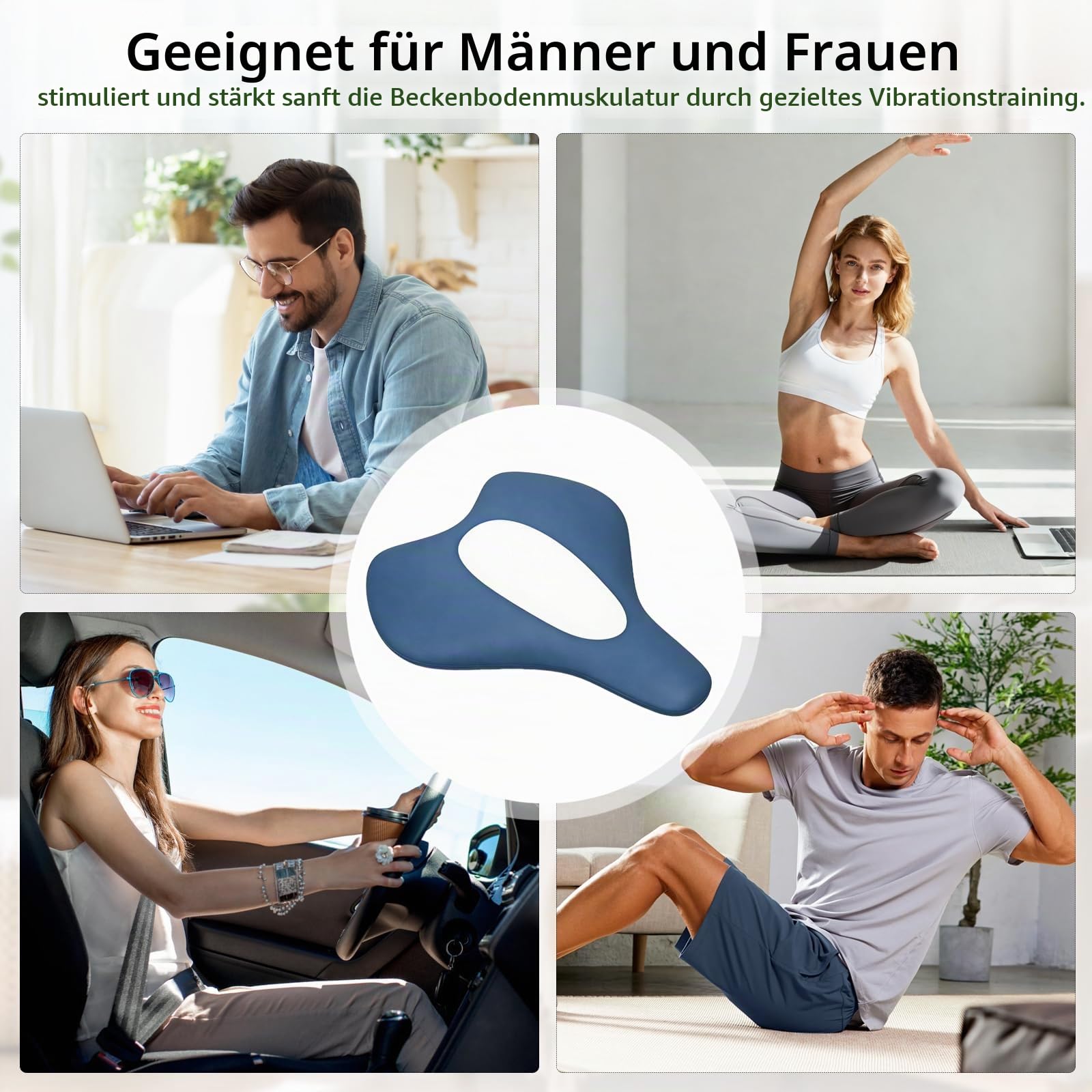 Beckenbodentrainer Fuer Maenner und Frauen elektrisch, mit EMS Luftkissen, Vibration, Wärme, Fernbedienung, 5 Intensitätsstufen, tragbar für Blasenkontrolle, Muskelstärkung und Rehabilitation