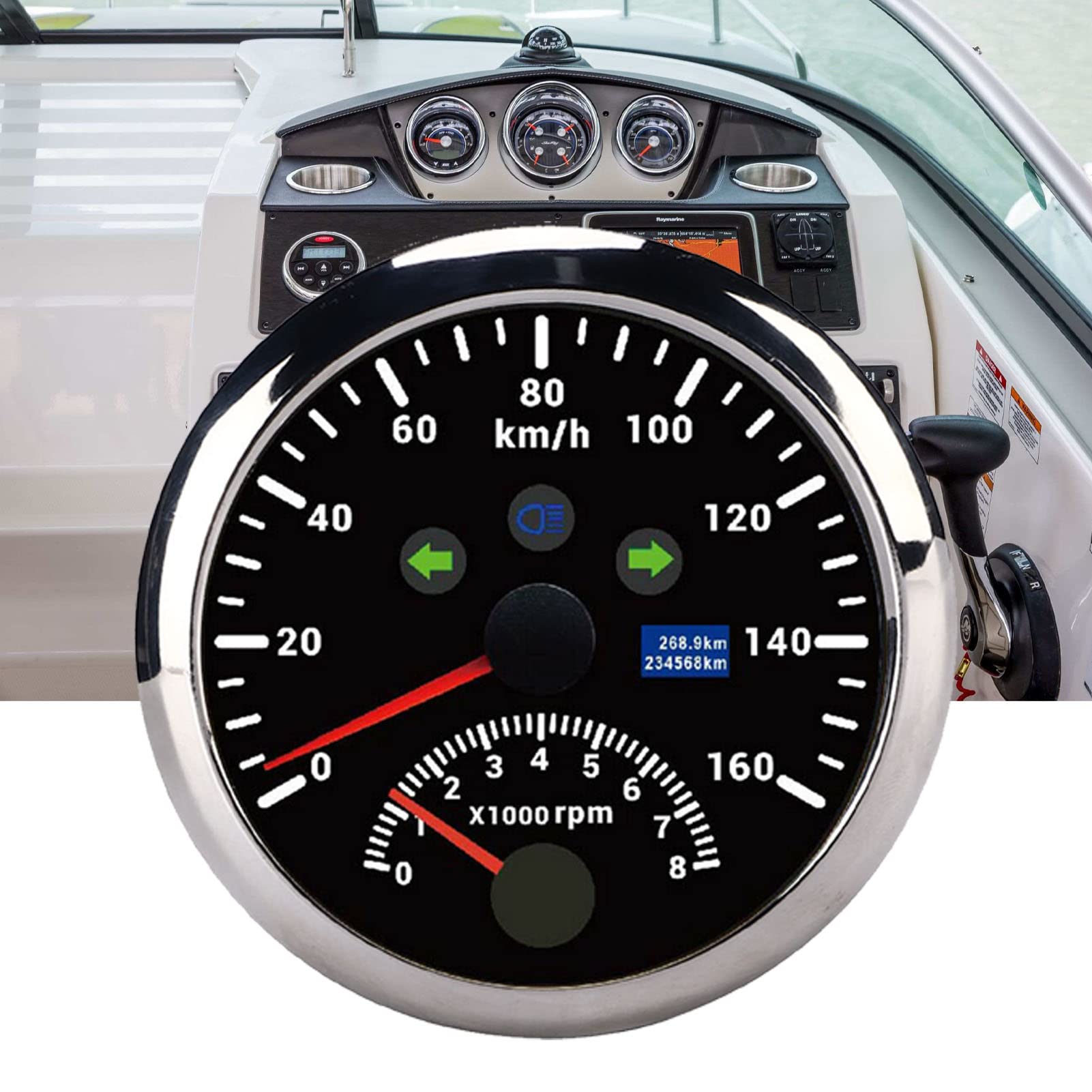 Ejoyous Speedometr GPS, Wysoka dokładność Wskazania, Niskie Zużycie Energii, Szerokie Napięcie Robocze, Wodoodporne IP67, Liczba Liczby Prędkości 85 Mm ((Czarny CX8201))