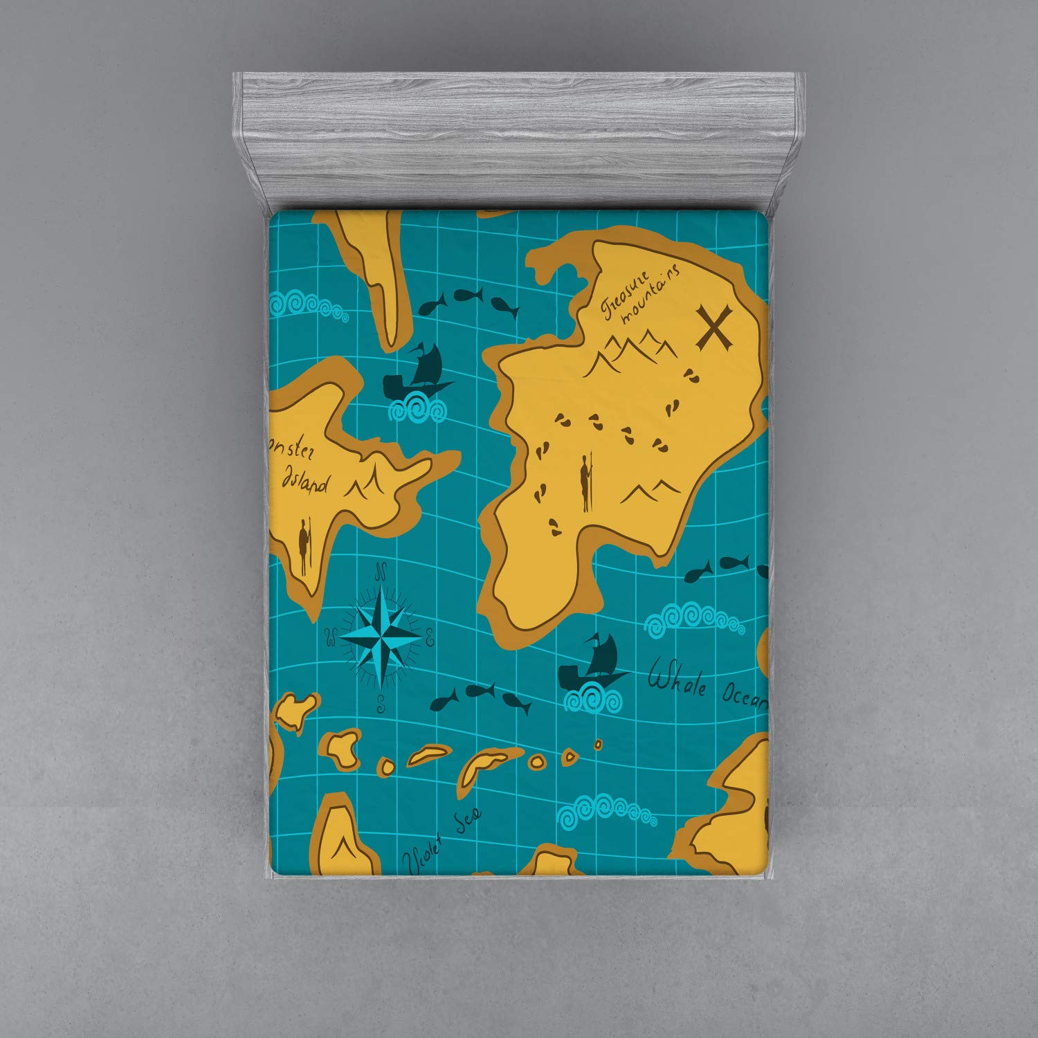ABAKUHAUS Island Mappa Lenzuolo con Angoli, Divertente