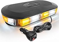 HLauto 700A 72-LED Amber/White Rooftop Strobe Light Bar - Magnetic Mount, 16 Flash Modes, Weatherproof for Trucks, Snowplows, Emergency Vehicles