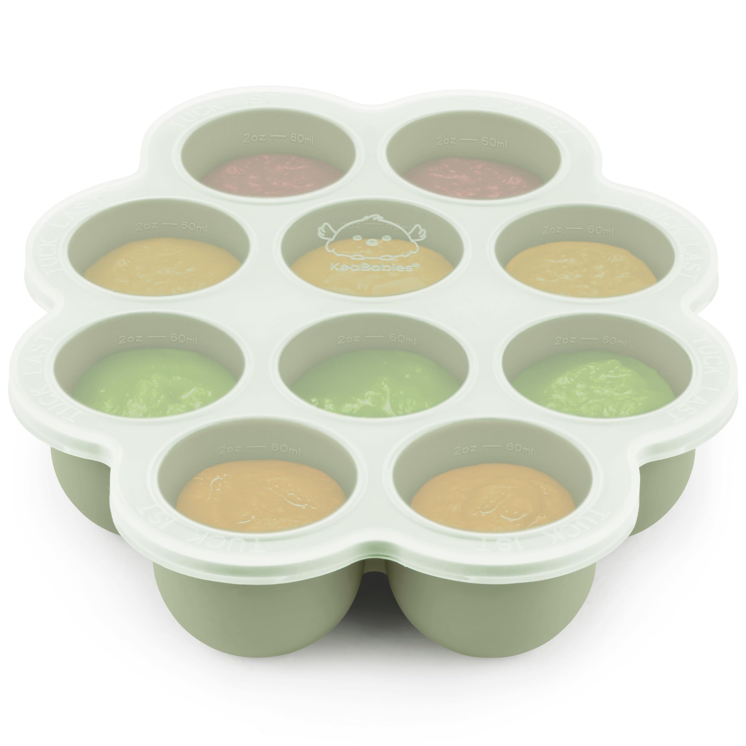 Photo 1 of KeaBabies Silicone Food Freezer Trays with Lid, 2oz x 10 Pods Baby Food Storage Containers, Easy Puree Meal Prep, Breast Milk Silicone Freezer Molds, Dishwasher, Microwave Safe, BPA-Free (Sage)