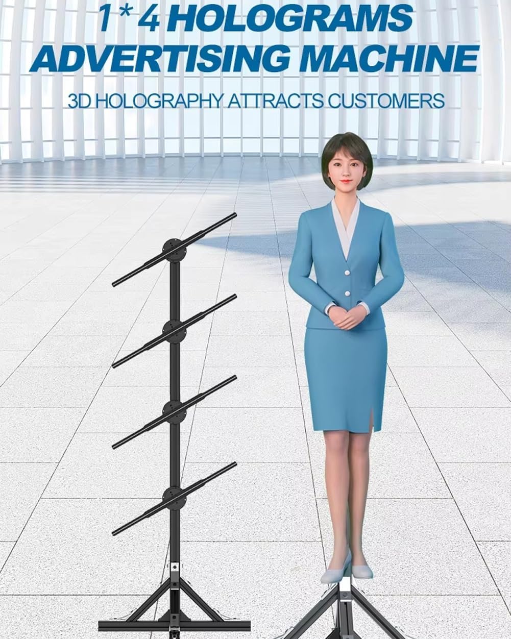 3D Hologram Fan,Video Projector,Portable Holographic Advertising Display,1x4 Hologram Fans Wall