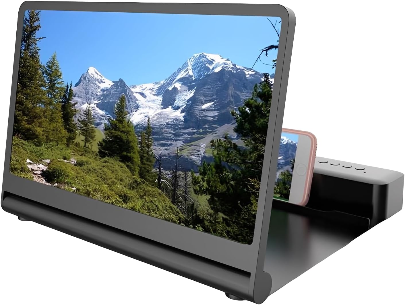 Phone Screen Amplifier with Bluetooth Speaker, 3D HD Foldable Magnifier & Stand, Universal for All Smartphones, Gift for Movies Gaming Seniors & Family