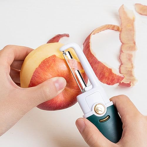 Miniatura 3 de Augenblick Pequeño portátil 2 en 1 cuchillo y pelador de frutas, adecuado para acampar de viaje - verde