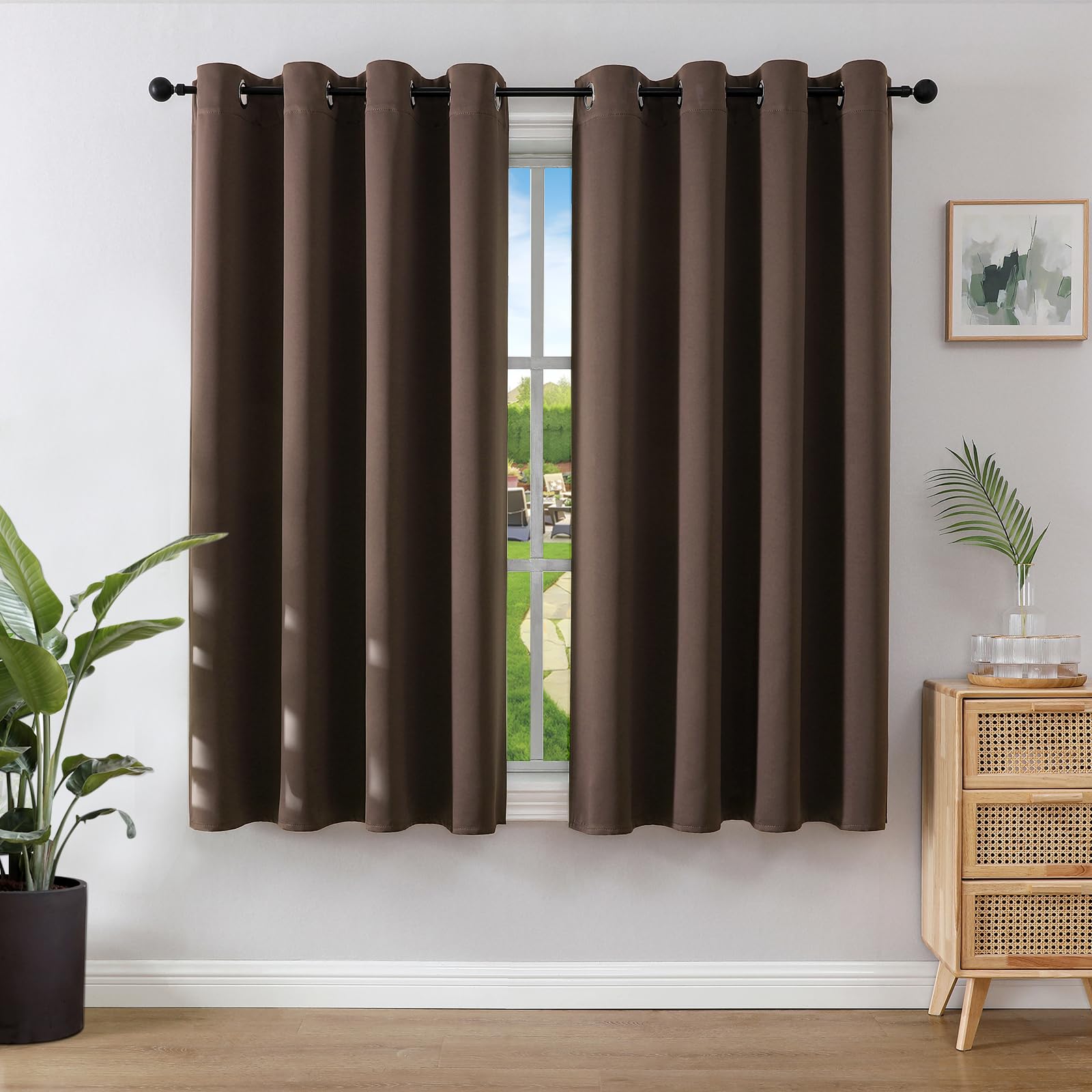 Joydeco Rideau Occultant 2 Pièces, Rideau Thermique Isolant Anti Chaleur Tenture Opaque à Oeillets Isolation Lumiere Anti UV Decoration Chambre Maison Salon Intérieurs