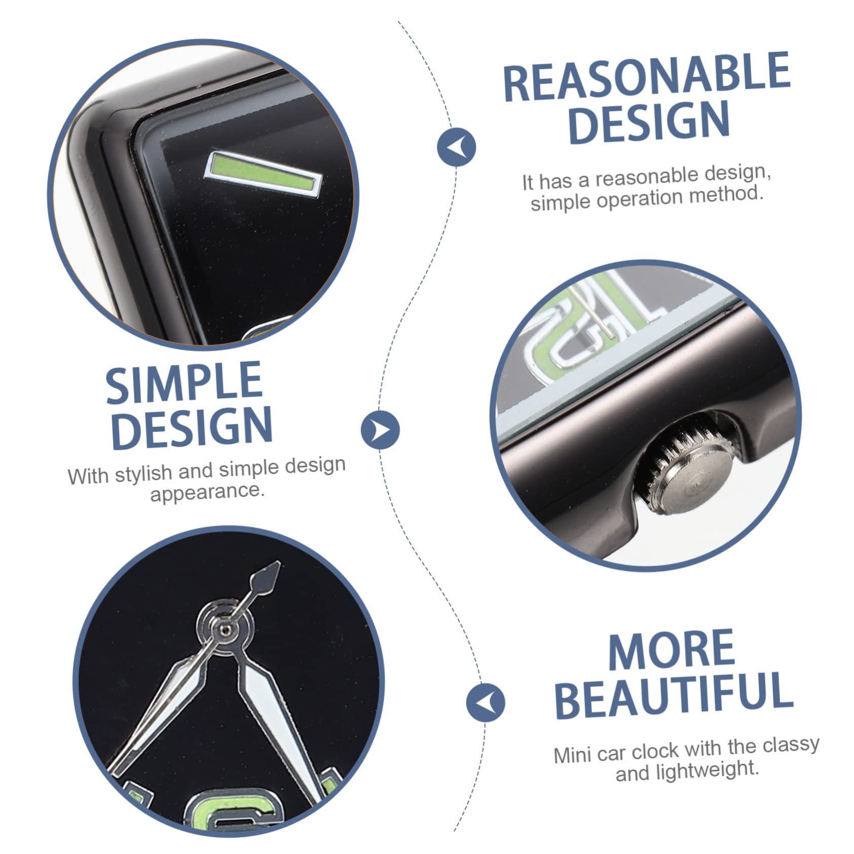 Gatuida 4piezas Reloj Analógico Adhesivo Para Tablero De Coche Diseño Cuadrado y Elegante Decoración Versátil Para Automóvil Fácil De Instalar y Ligero Para Coches Oficinas y Hogares